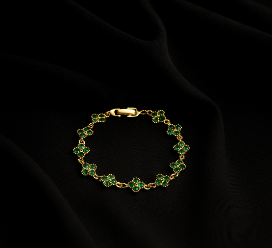 PULSERA Verde Celestial ® ORO LAMINADO 18K – Elegancia Atemporal para Cada Ocasión.